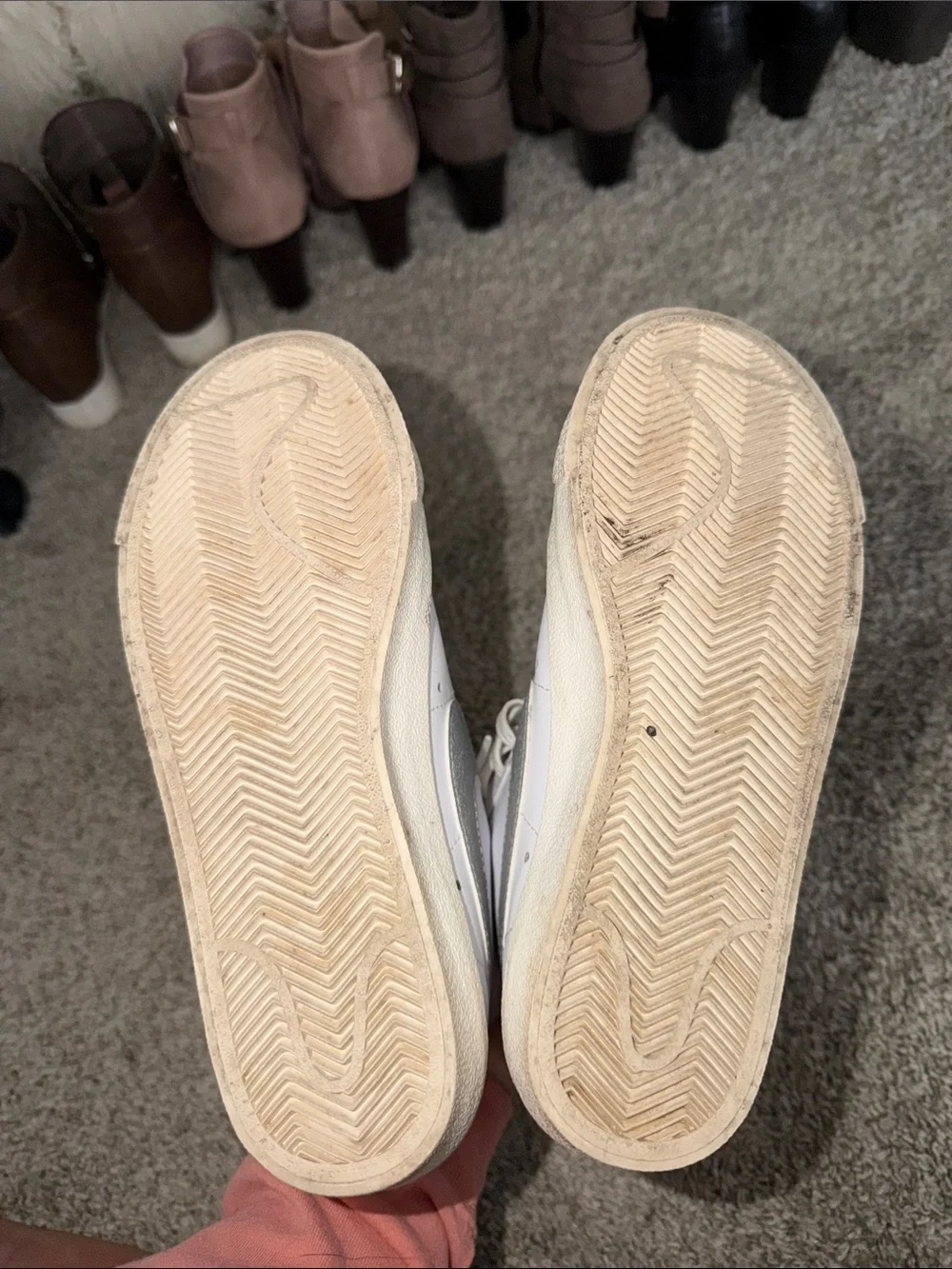 Nike White High-Top Sneakers with Silver Swoosh